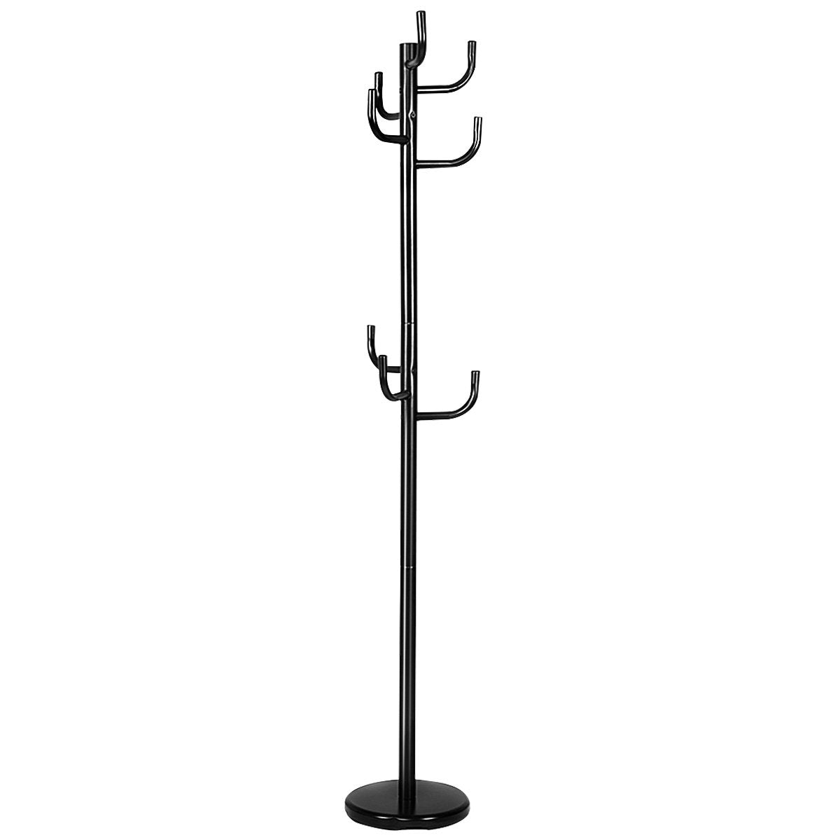 Coat stand with 8 hooks jacket stand made of metal black 38 x 175 cm
