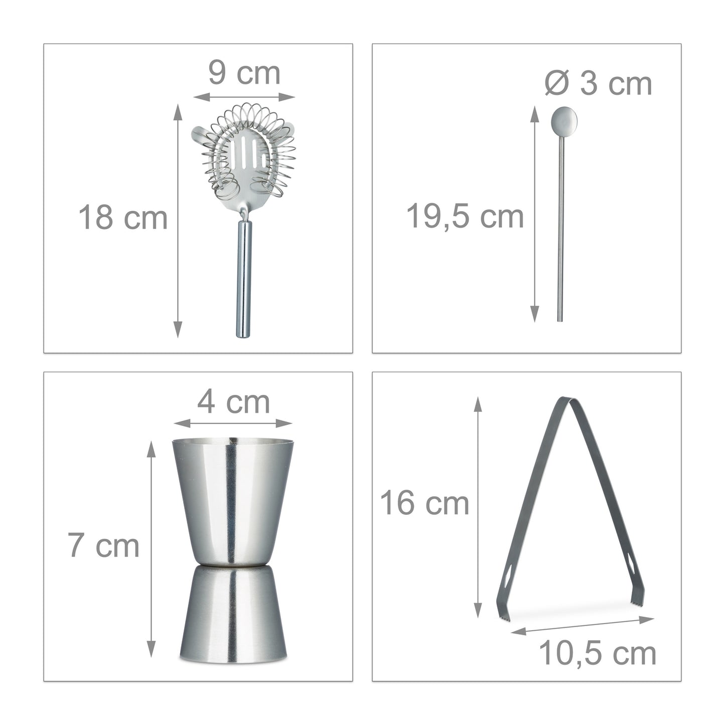 Cocktail set stainless steel 5 parts