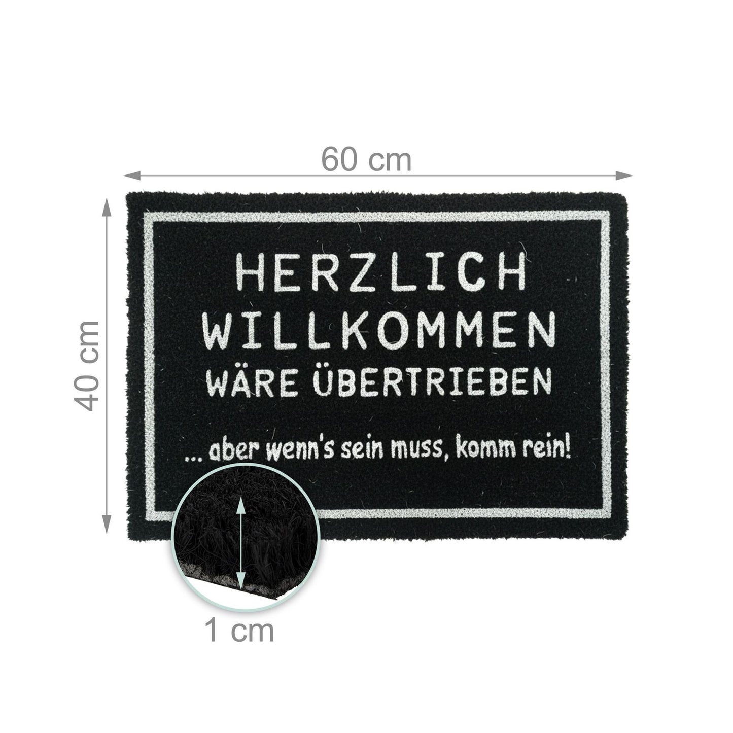 Coconut Doormat, 60x40 cm, Humorous Saying, Non-Slip