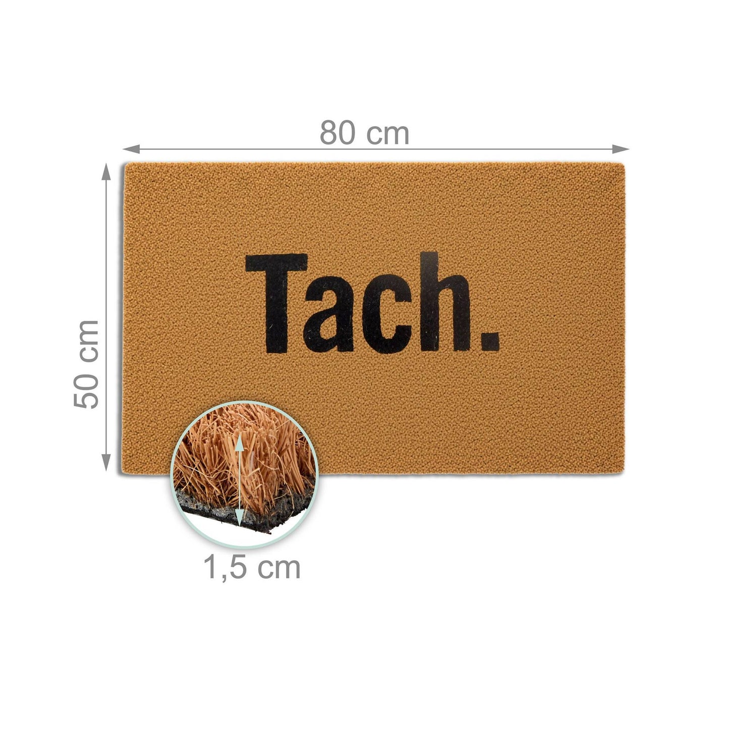 Coconut Doormat 80x50 cm – Welcome, Non-Slip, Durable