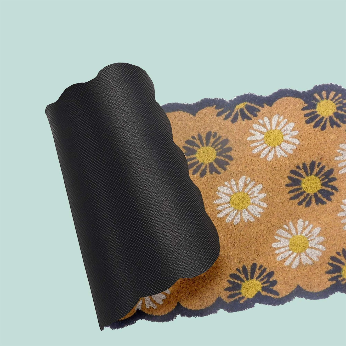 Coconut Doormat, Botanical Design, 60x40 cm, Non-Slip
