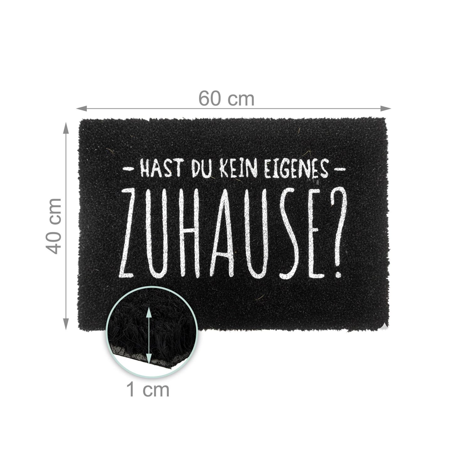 Coconut Doormat with Humorous Saying, 60 x 40 cm