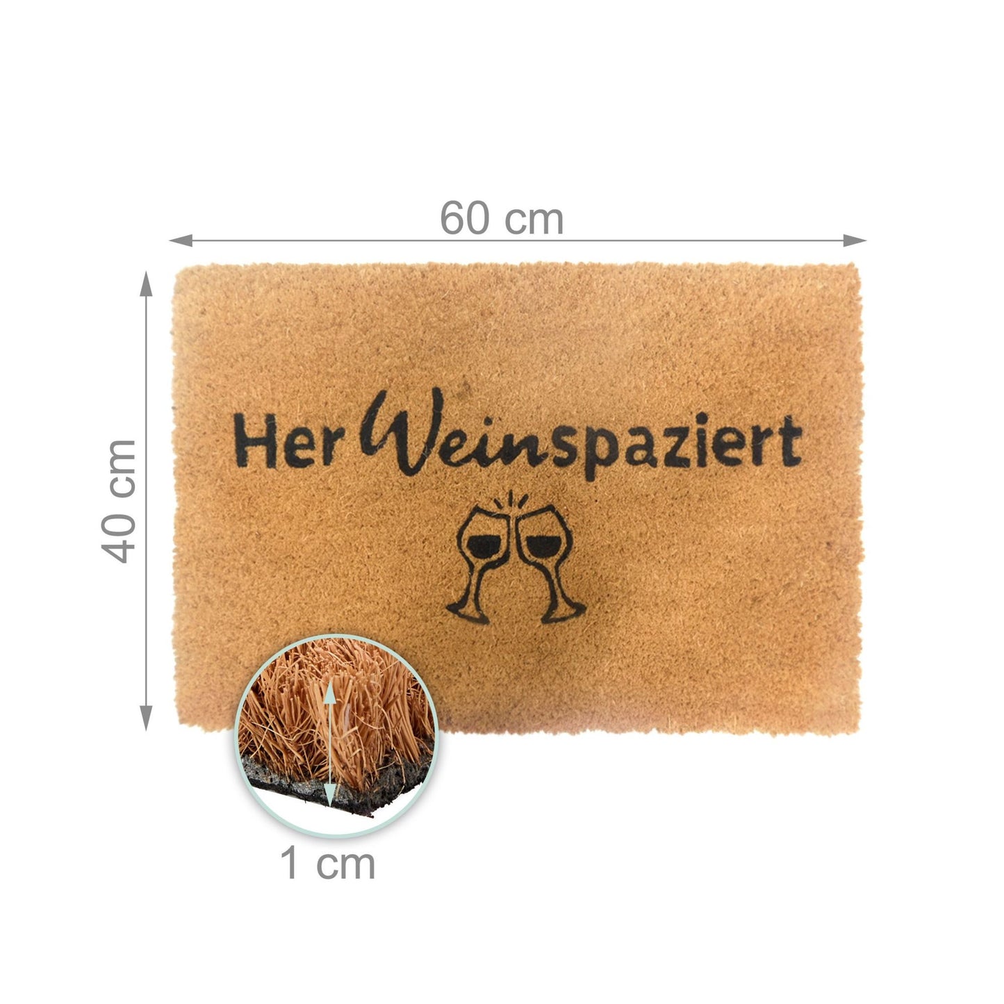 Coconut Doormat with Humorous Saying, 60 x 40 cm