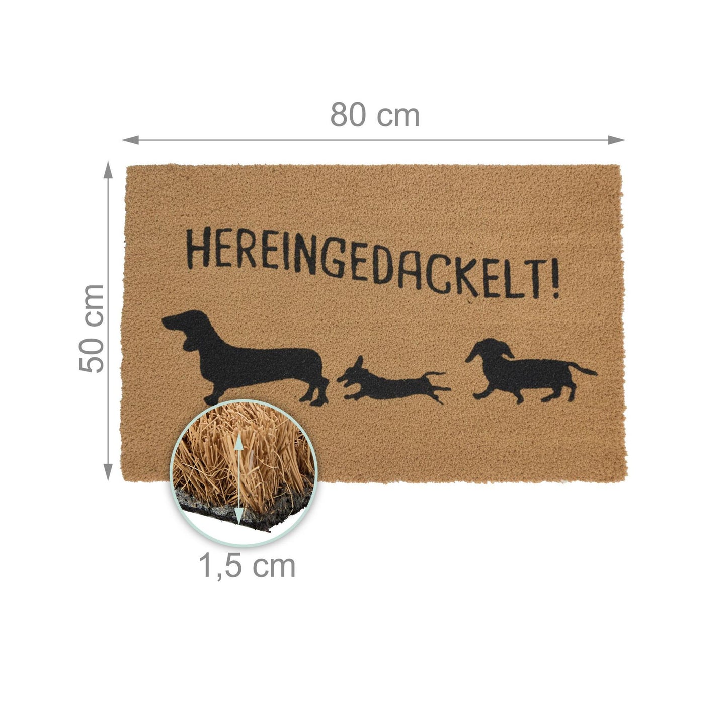 Coconut Fiber Animal Doormat, 80x50 cm, Indoor/Outdoor