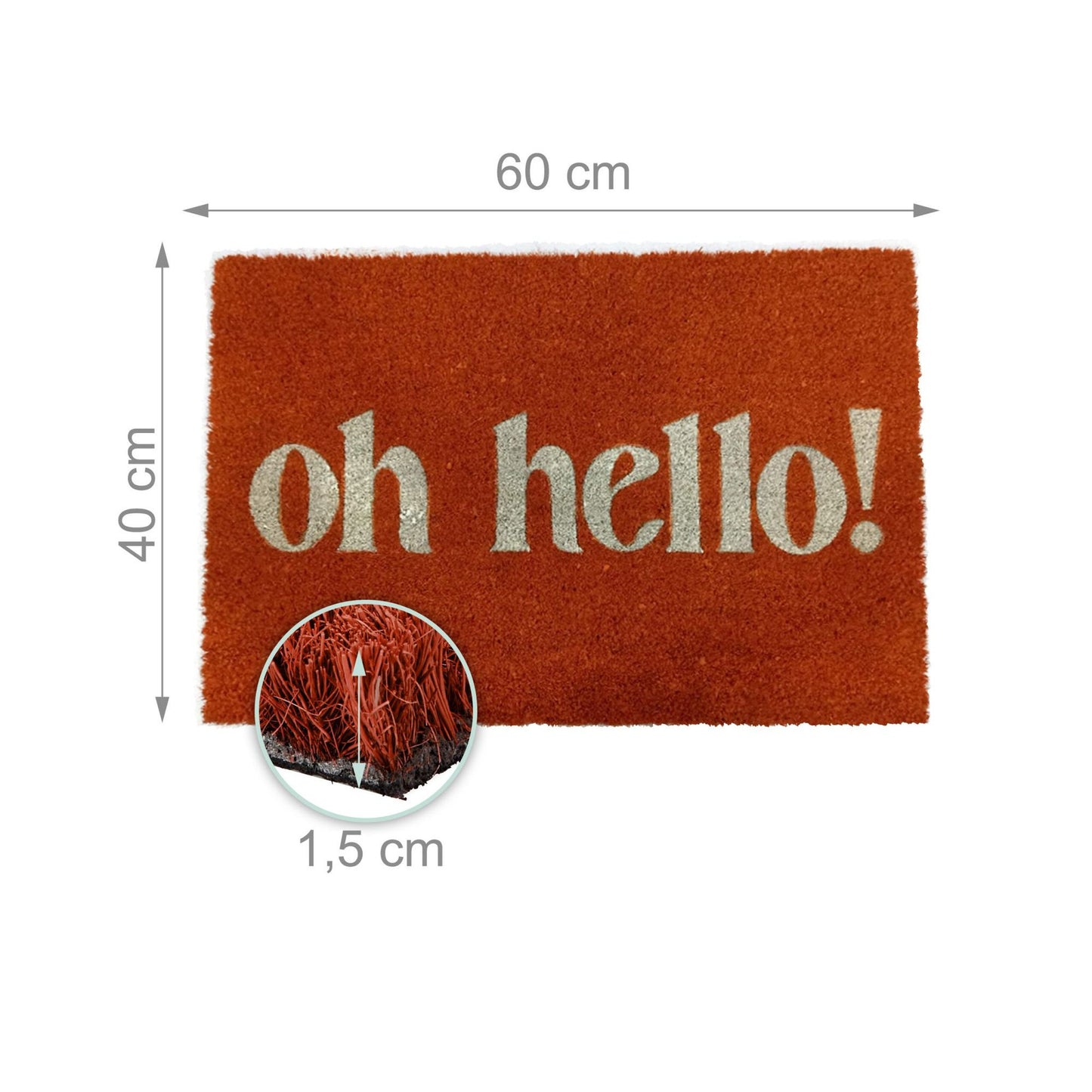 Coconut Fibre Welcome Mat, Non-Slip, Indoor/Outdoor