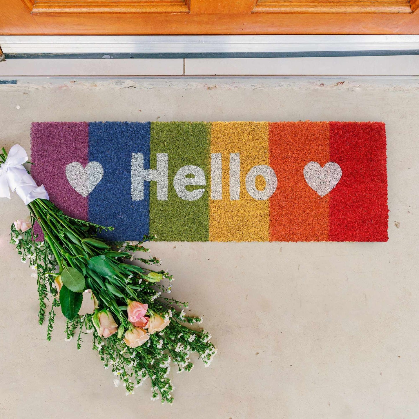 Coconut doormat "Hello" rainbow