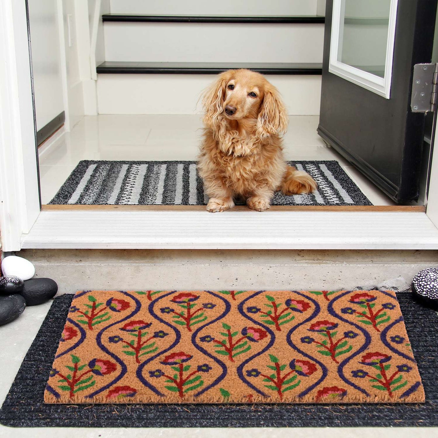 Coconut doormat flowers