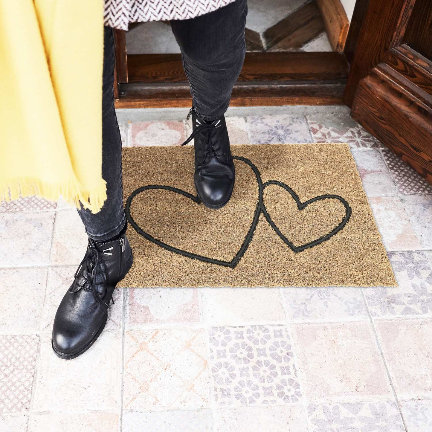 Coconut doormat hearts