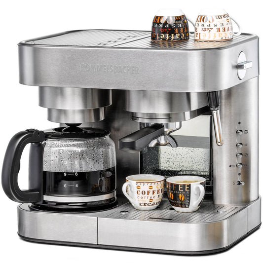 Coffee & Espresso Maker – Stainless Steel, 10-Cup, 19-Bar