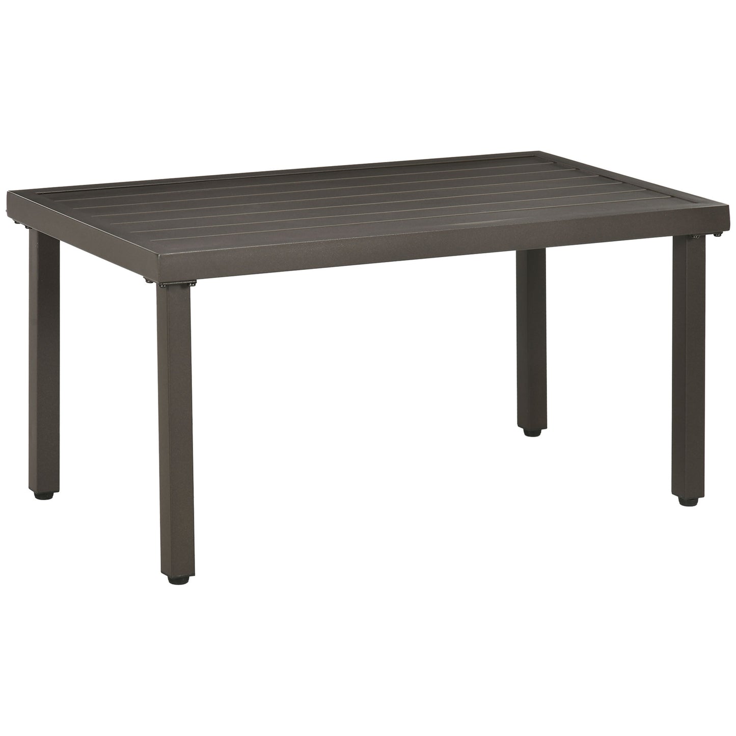 Rectangular coffee table in steel - Wood look, 91x51x46 cm