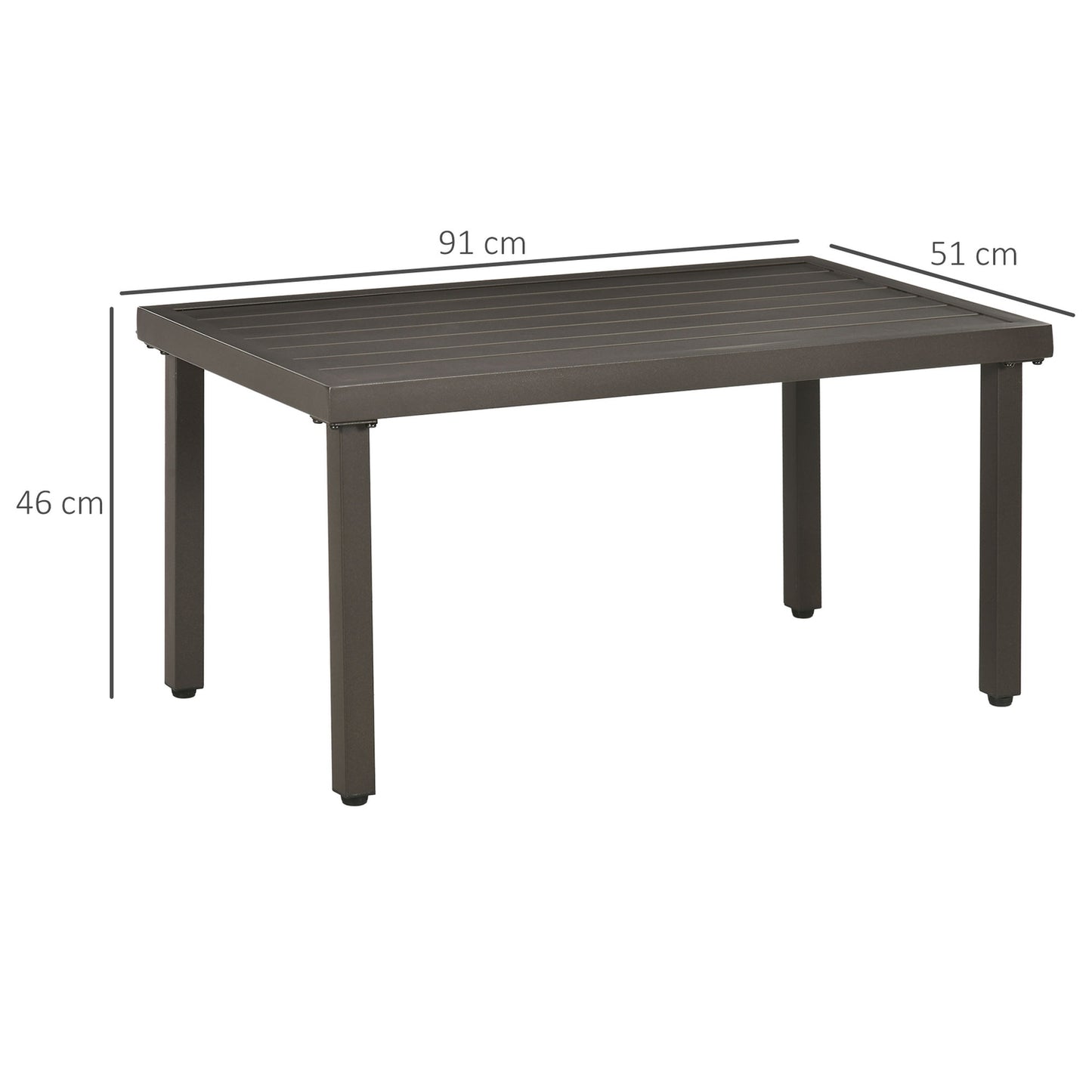 Rectangular coffee table in steel - Wood look, 91x51x46 cm