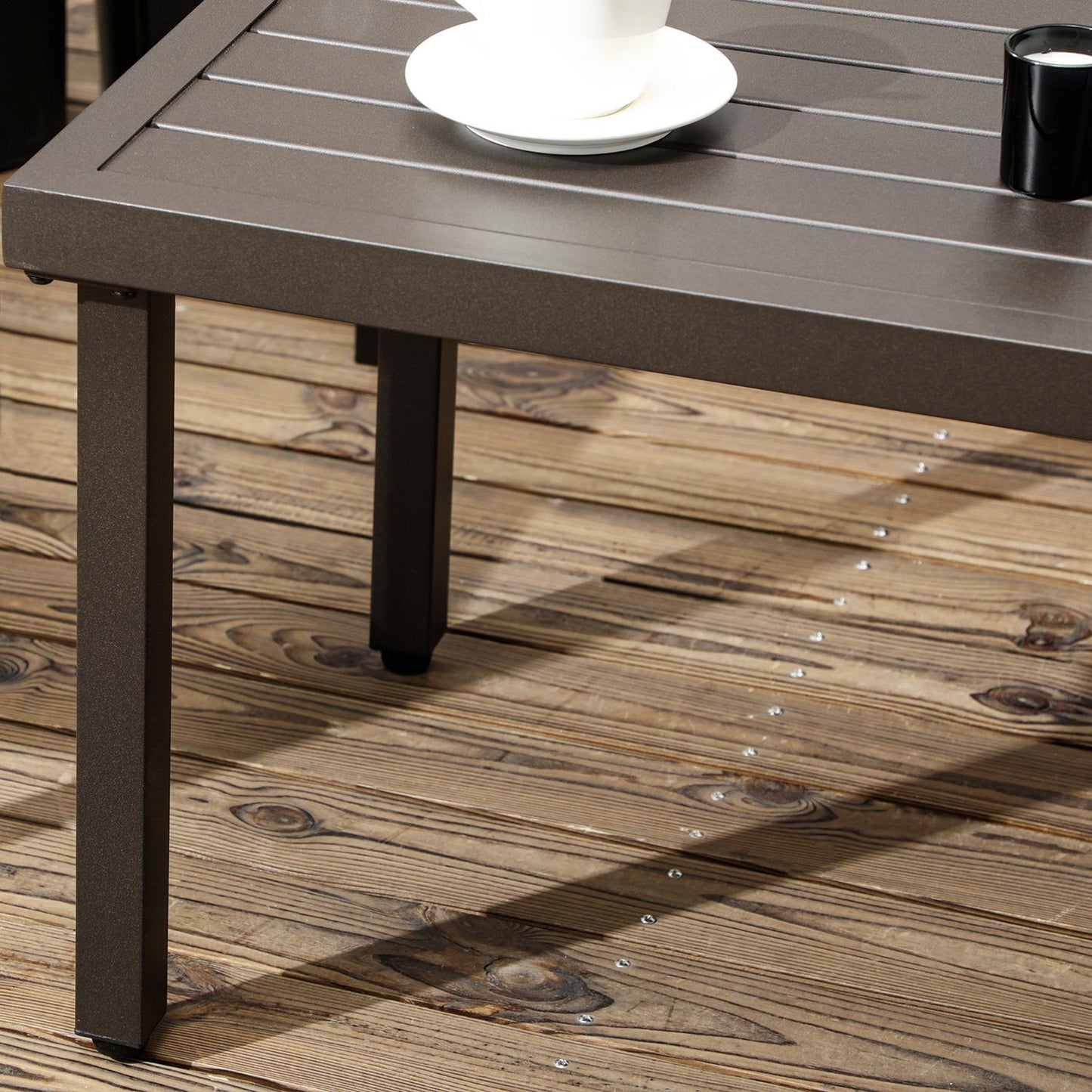 Rectangular coffee table in steel - Wood look, 91x51x46 cm