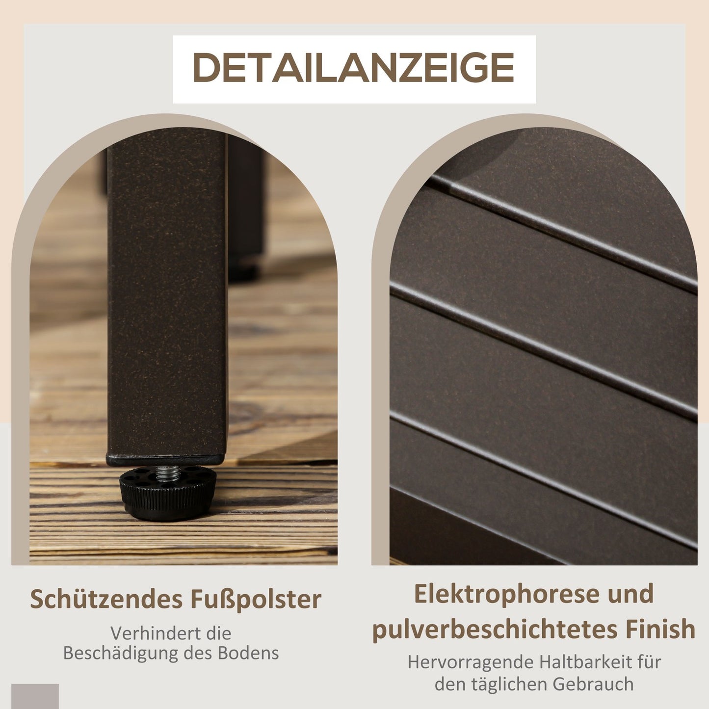 Rectangular coffee table in steel - Wood look, 91x51x46 cm