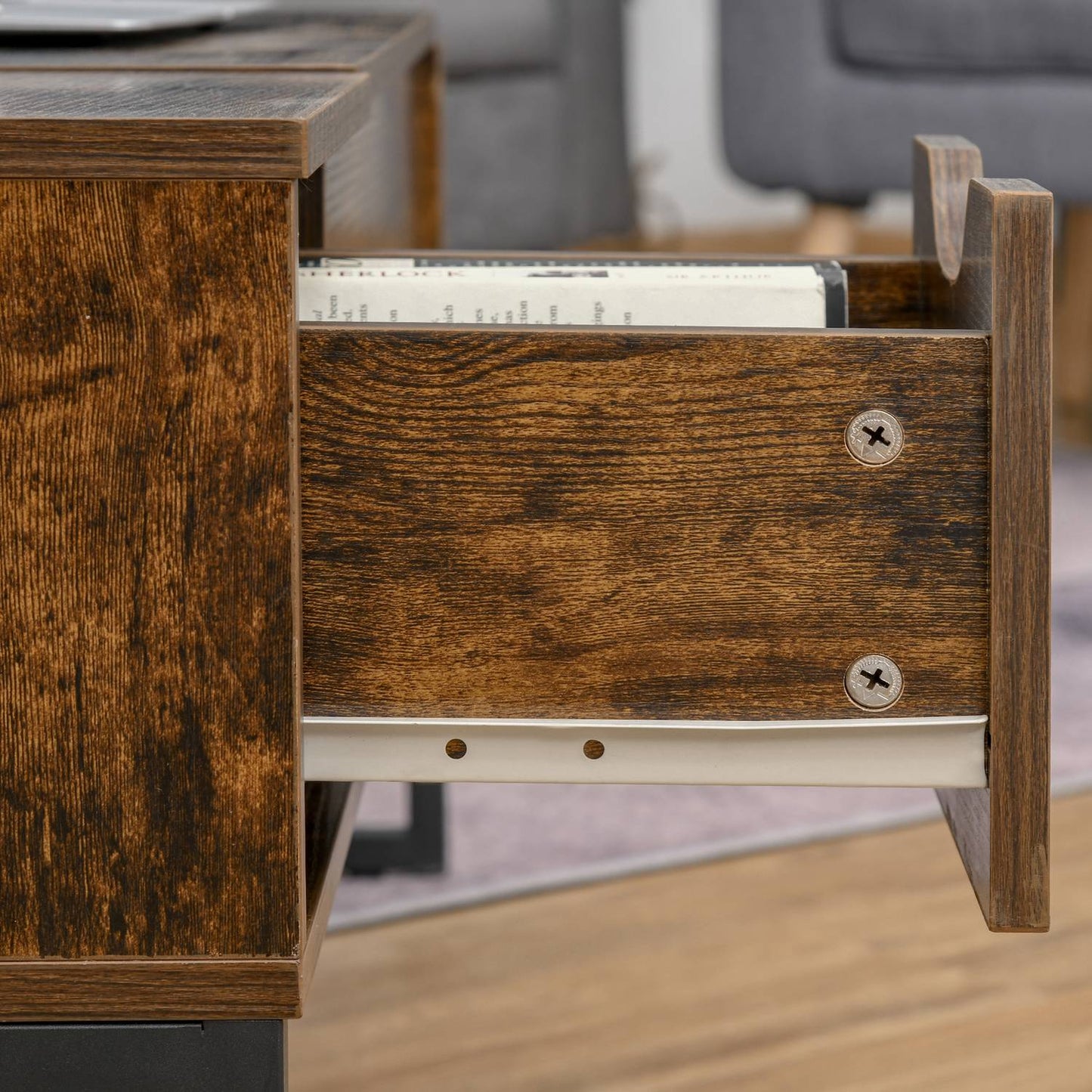 Height adjustable Brown coffee table, chipboard, 100x60x40 cm