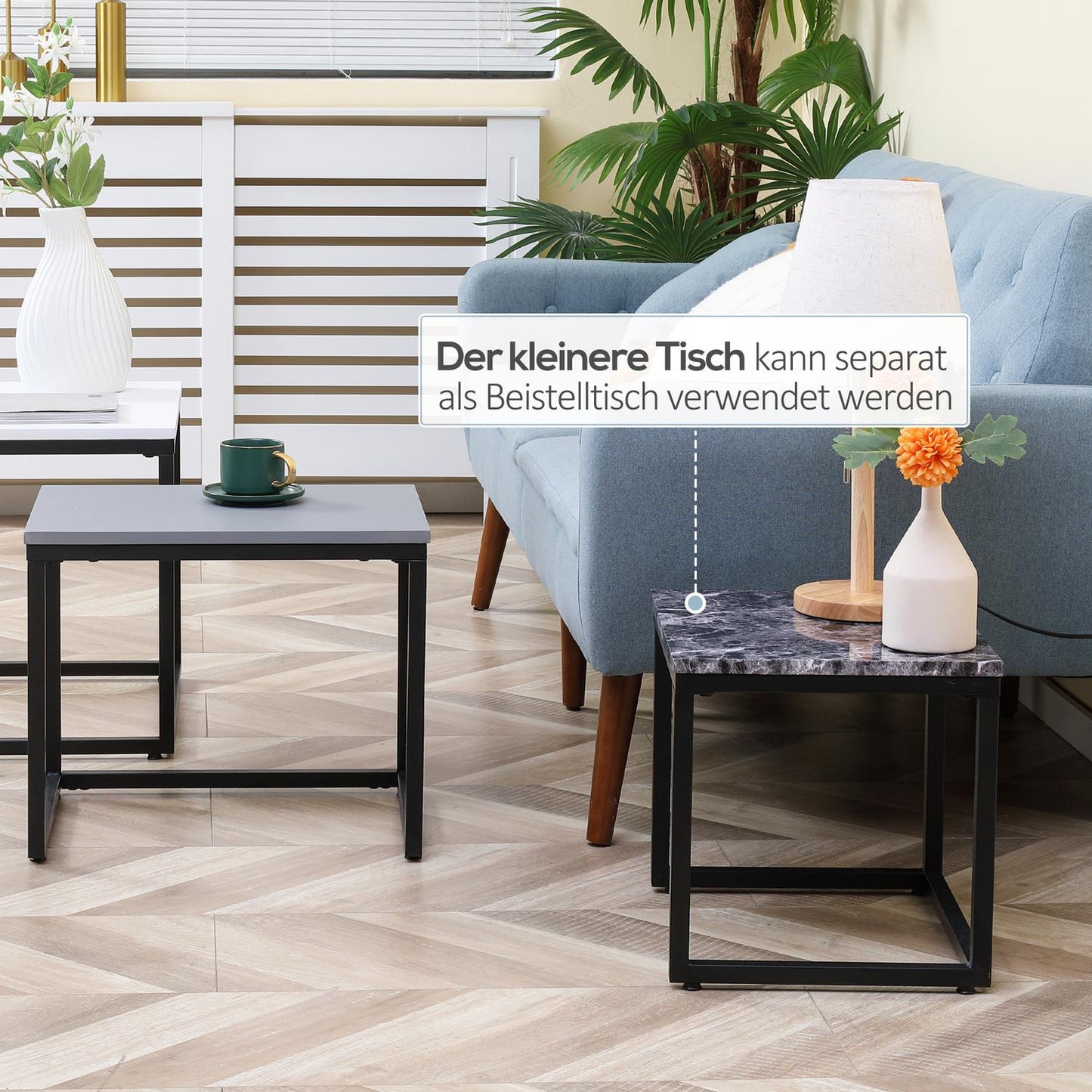 Modern coffee table with metal base, MDF, three colors