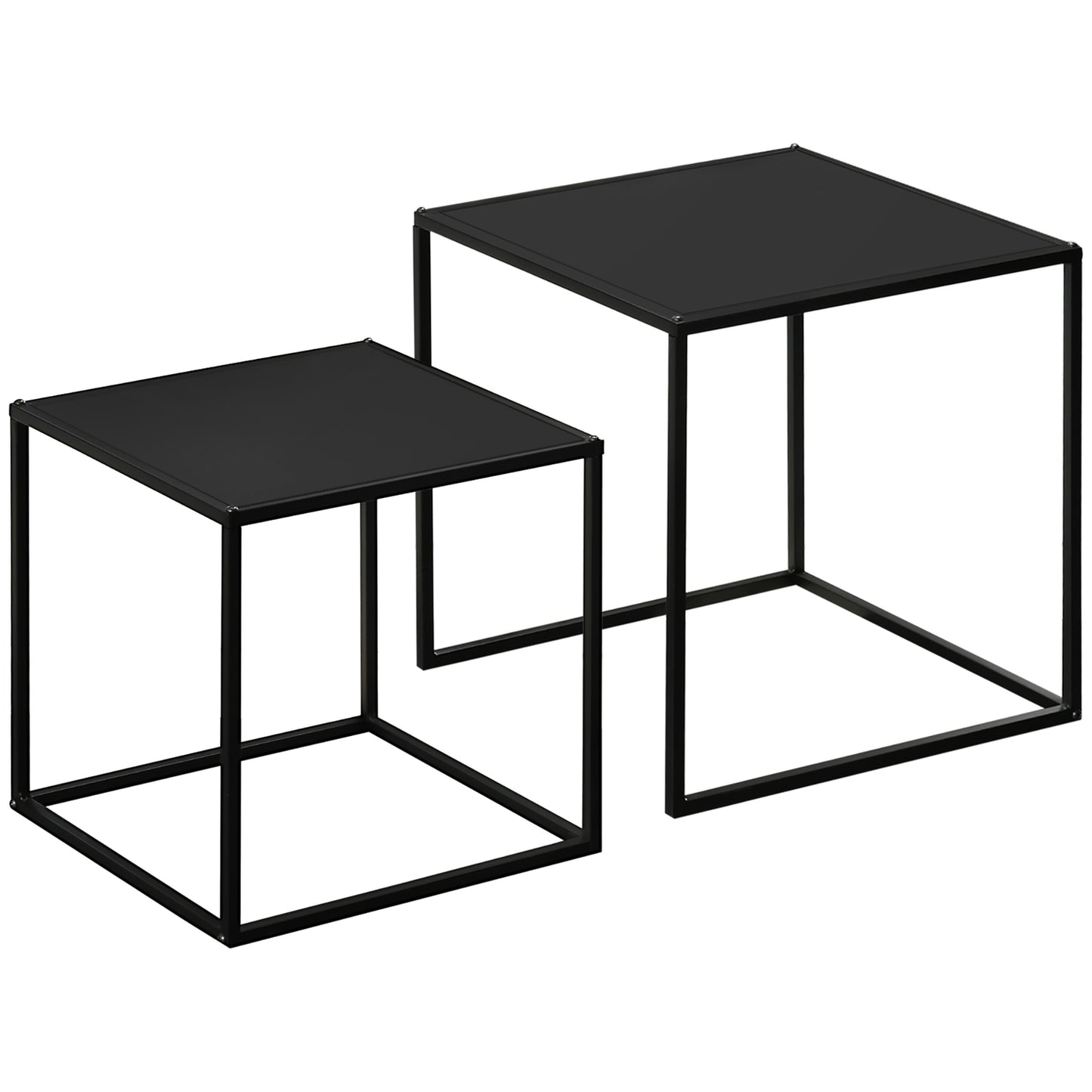 Modern coffee table set of 2 - Black steel frame, 120x59x45Cm