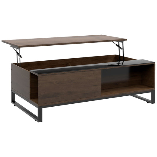 Modern coffee table in black steel with storage, 102x58x35.5 Cm