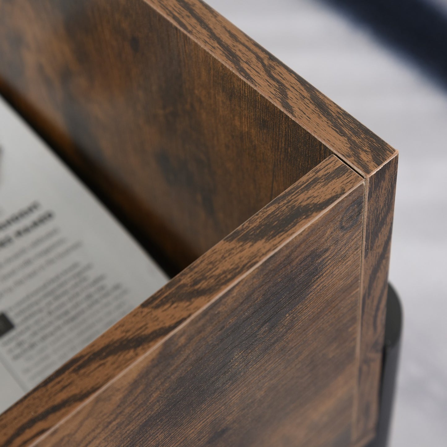 Coffee table with storage, brown & black chipboard, 118x60x47 Cm