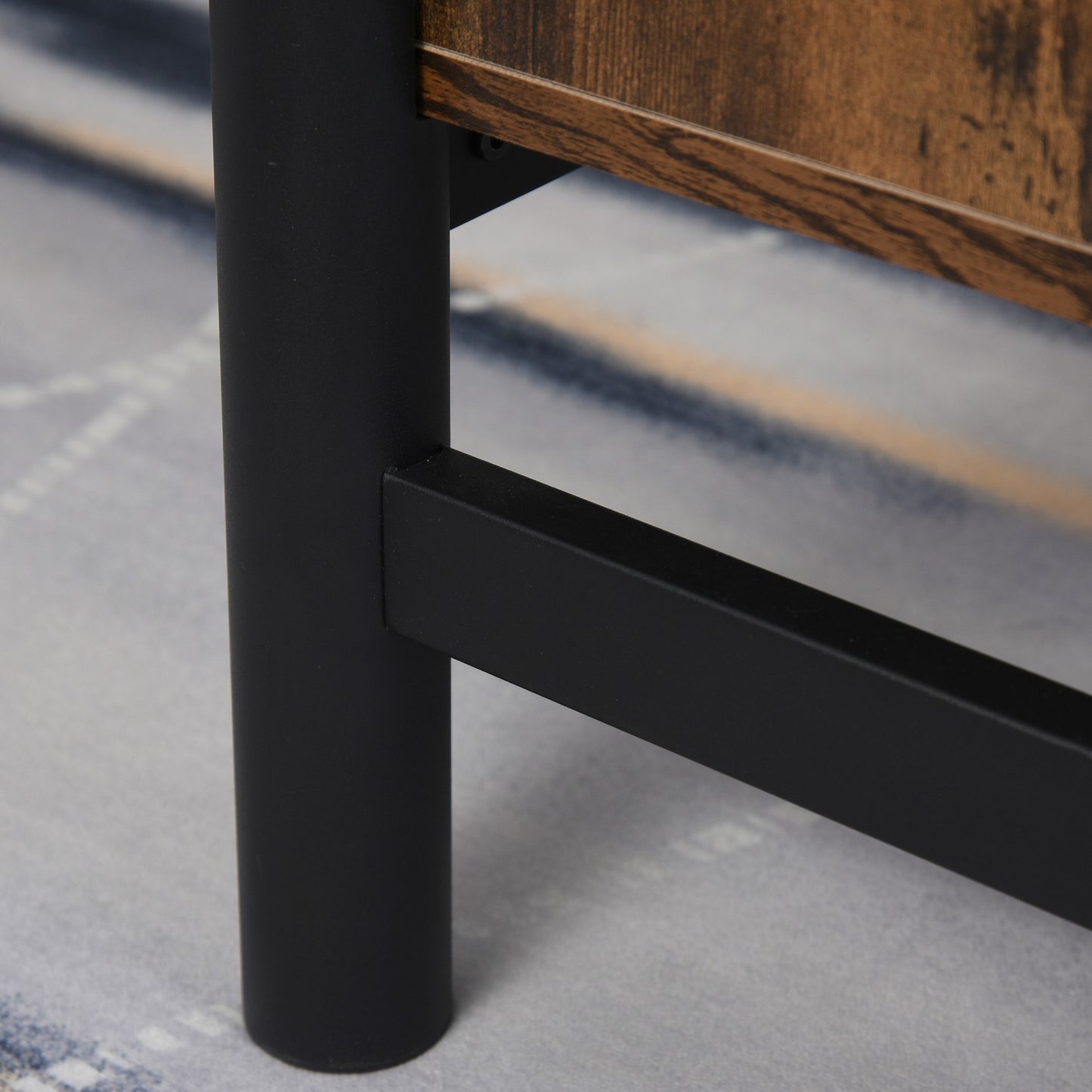 Coffee table with storage, brown & black chipboard, 118x60x47 Cm