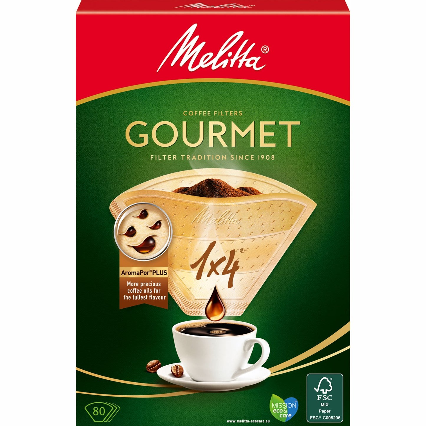 Coffee filter Gourmet 1X4 Unbleached 80pcs X8dfp