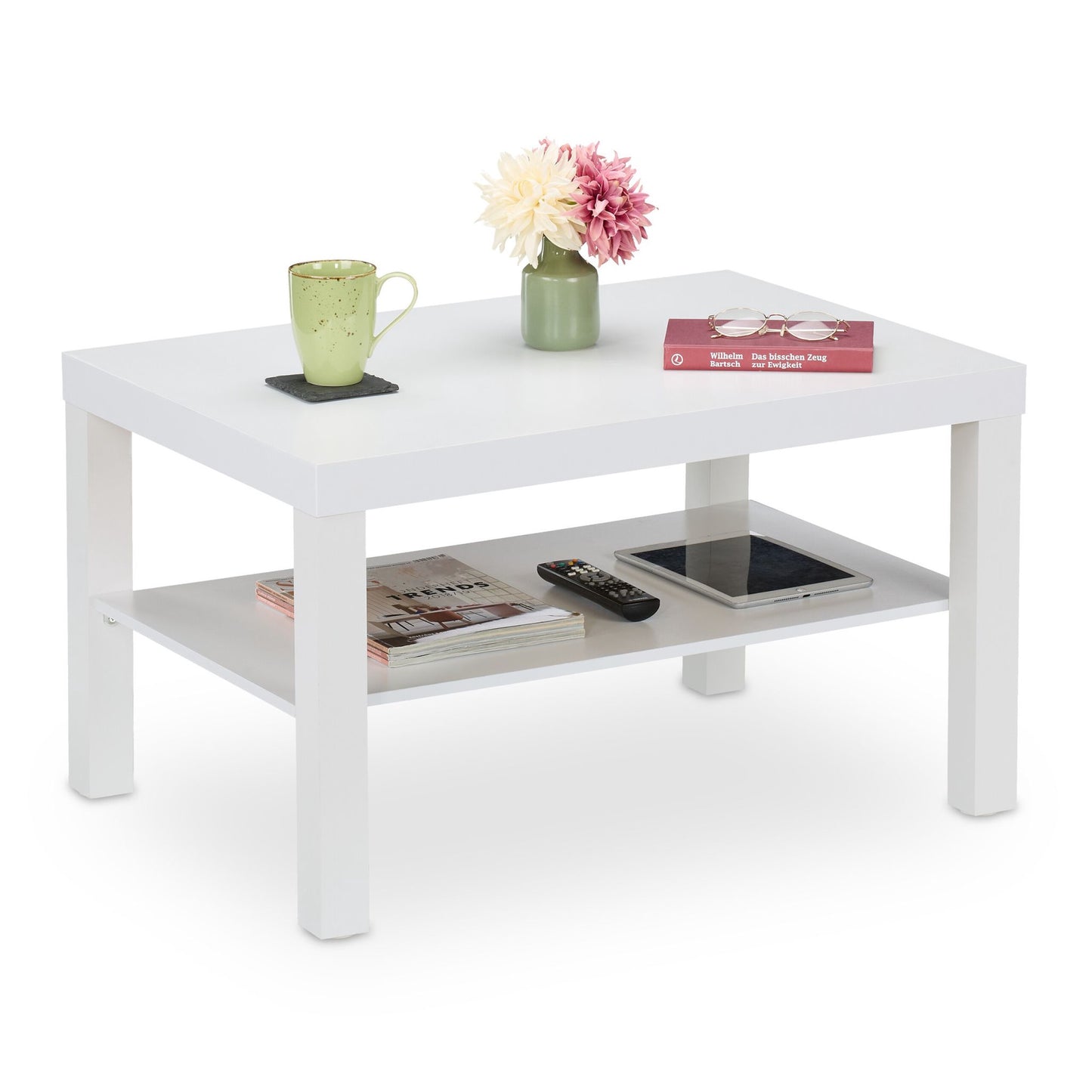 Coffee table 2 shelves white