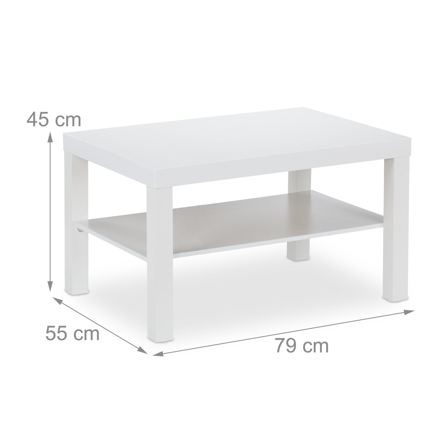 Coffee table 2 shelves white