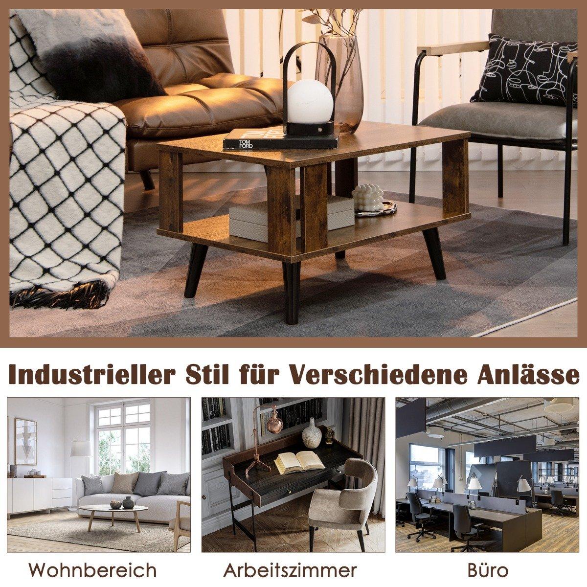 Coffee table for small rooms 2-tier coffee table made of wood 70 x 50 x 41 cm