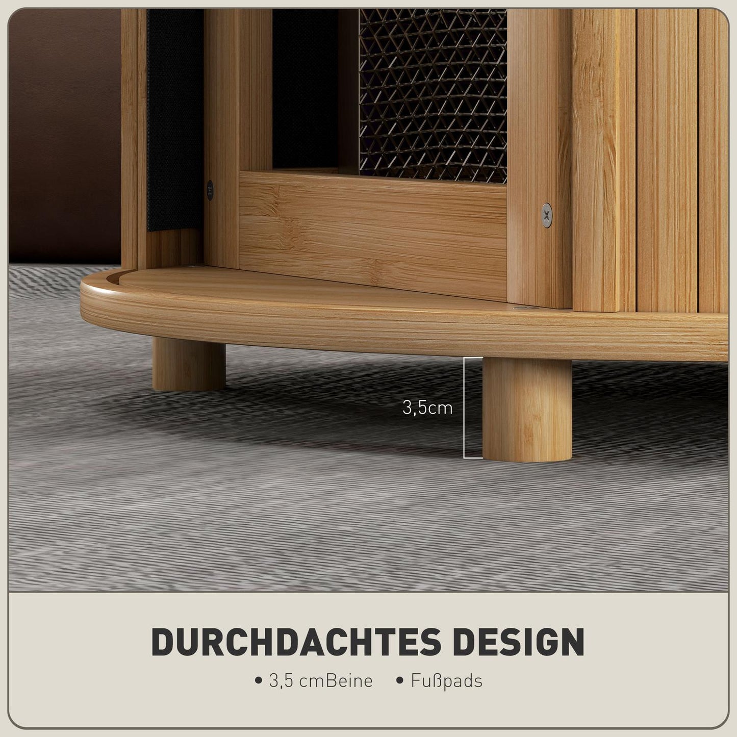 Round bamboo coffee table with storage - modern design