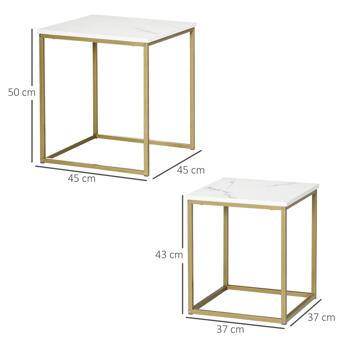 Nesting coffee table set of 2 - white steel frame