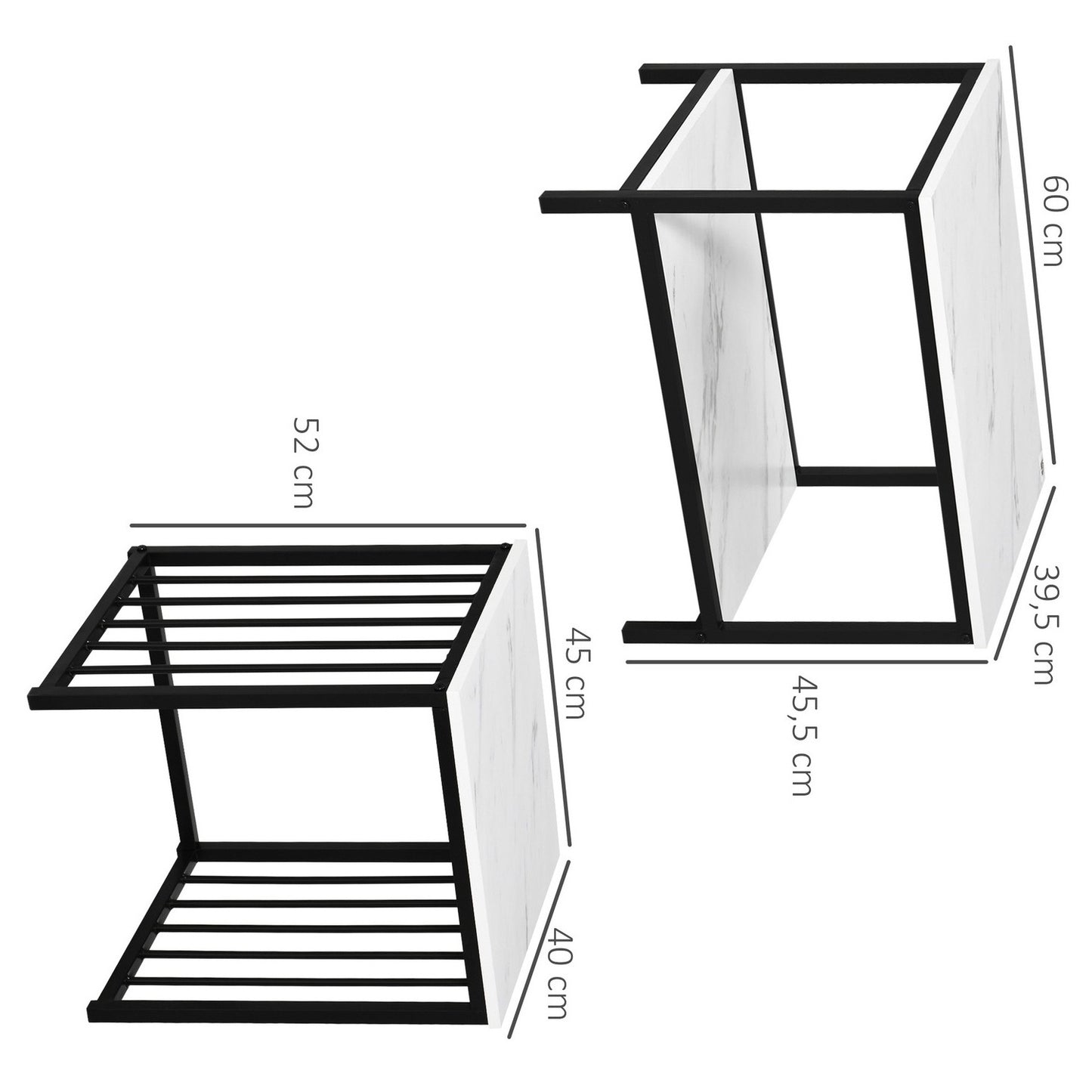 Modern nesting coffee table set, marble look, steel