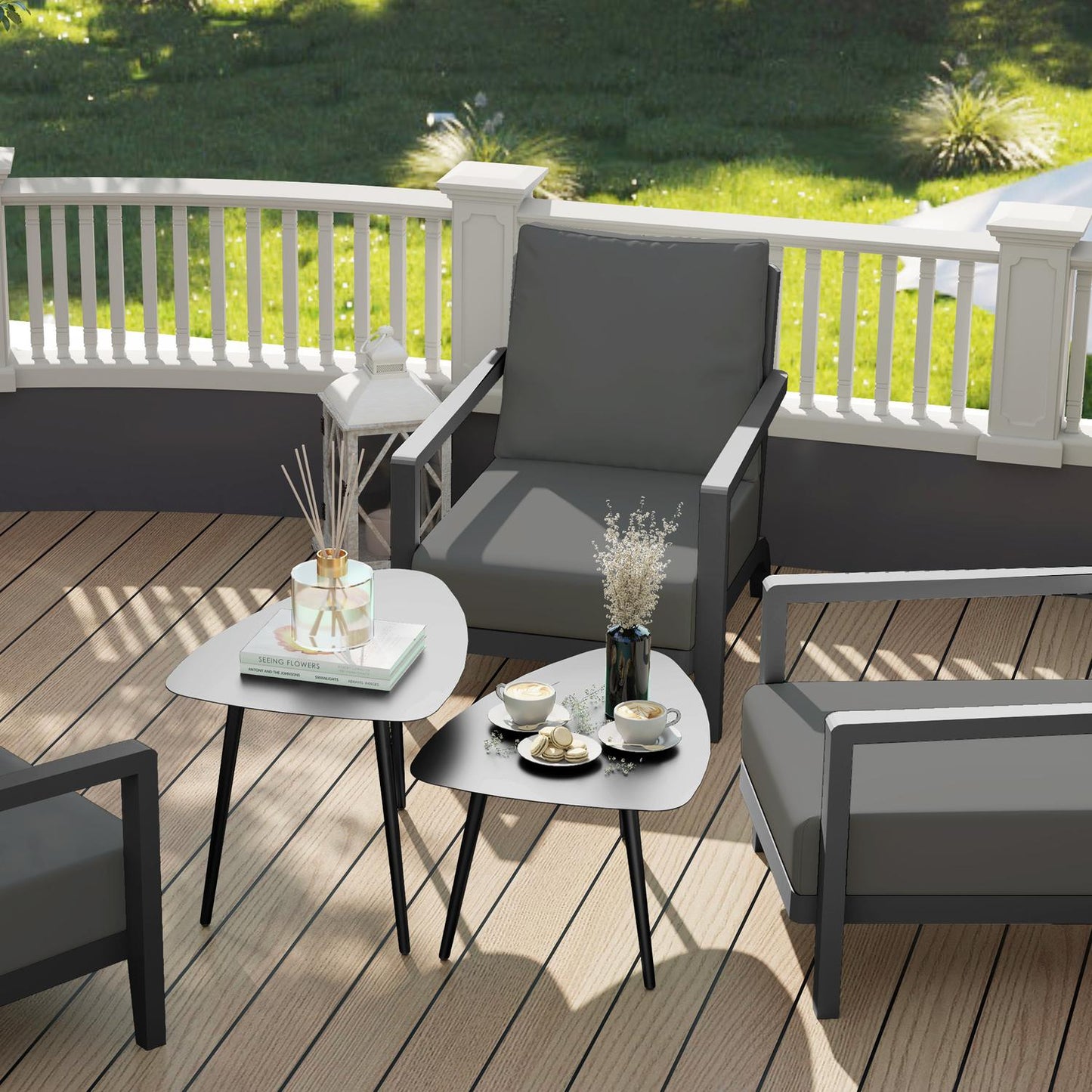 Outdoor coffee table, weatherproof steel, black