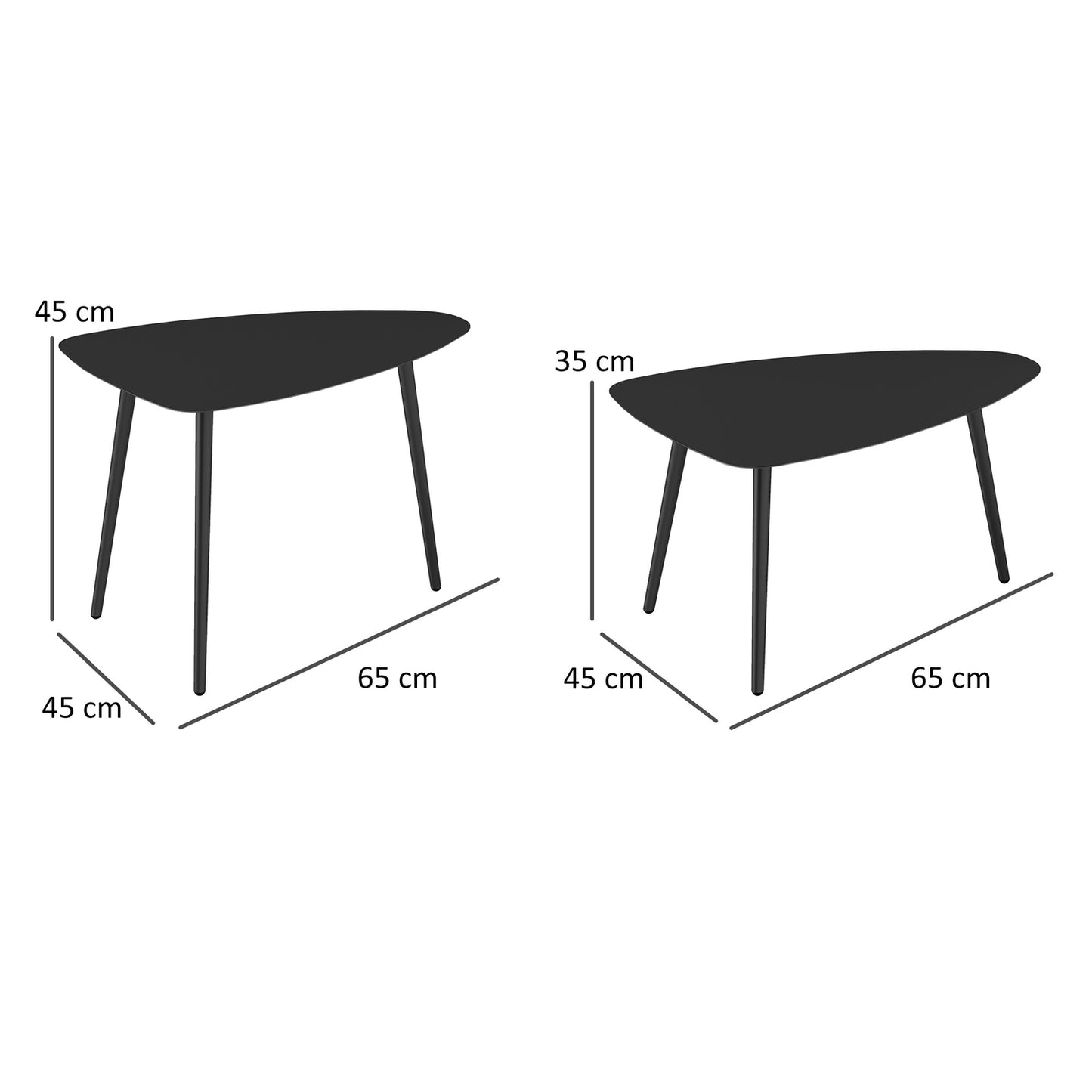 Outdoor coffee table, weatherproof steel, black