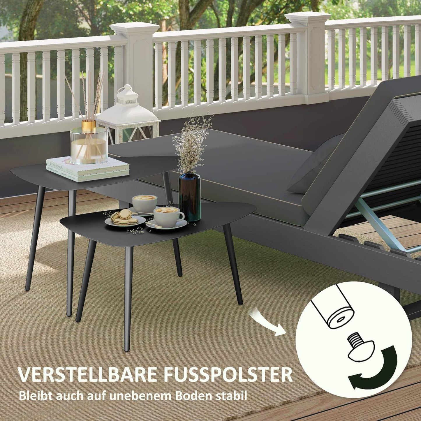 Outdoor coffee table, weatherproof steel, black