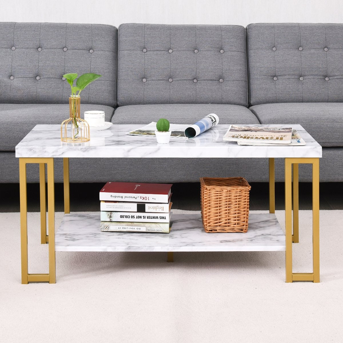 Coffee table side table sofa table side table console table coffee table golden and white