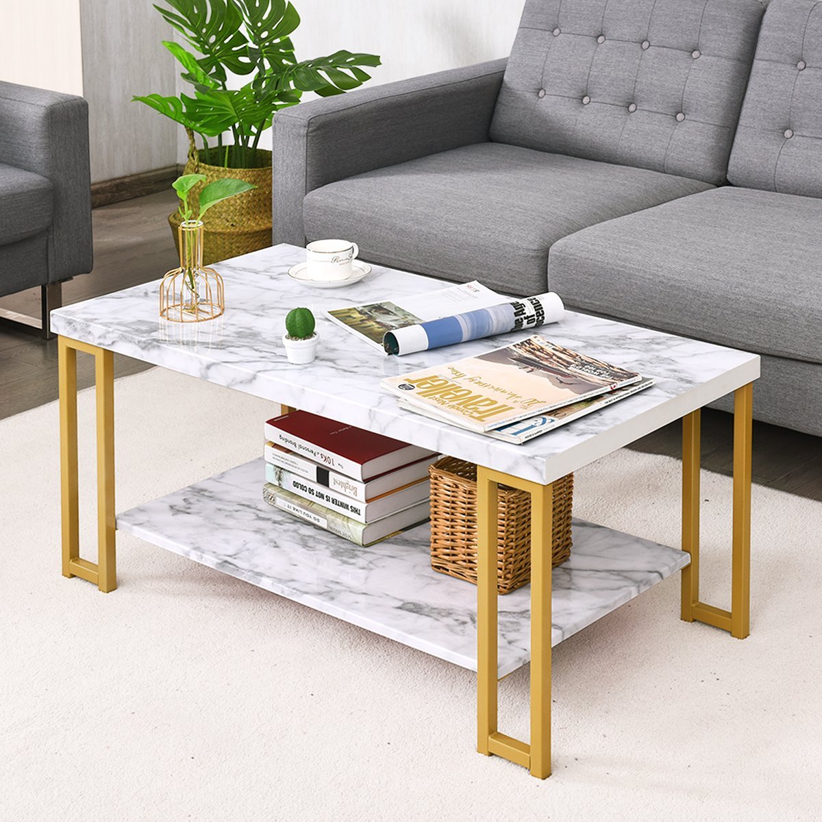 Coffee table side table sofa table side table console table coffee table golden and white