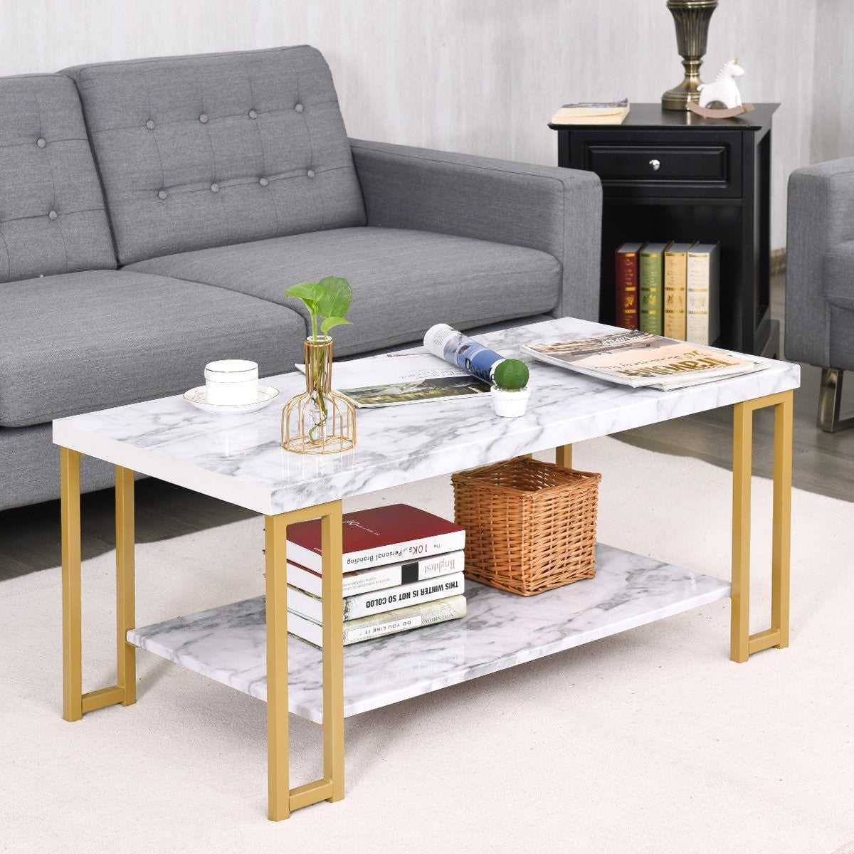 Coffee table side table sofa table side table console table coffee table golden and white