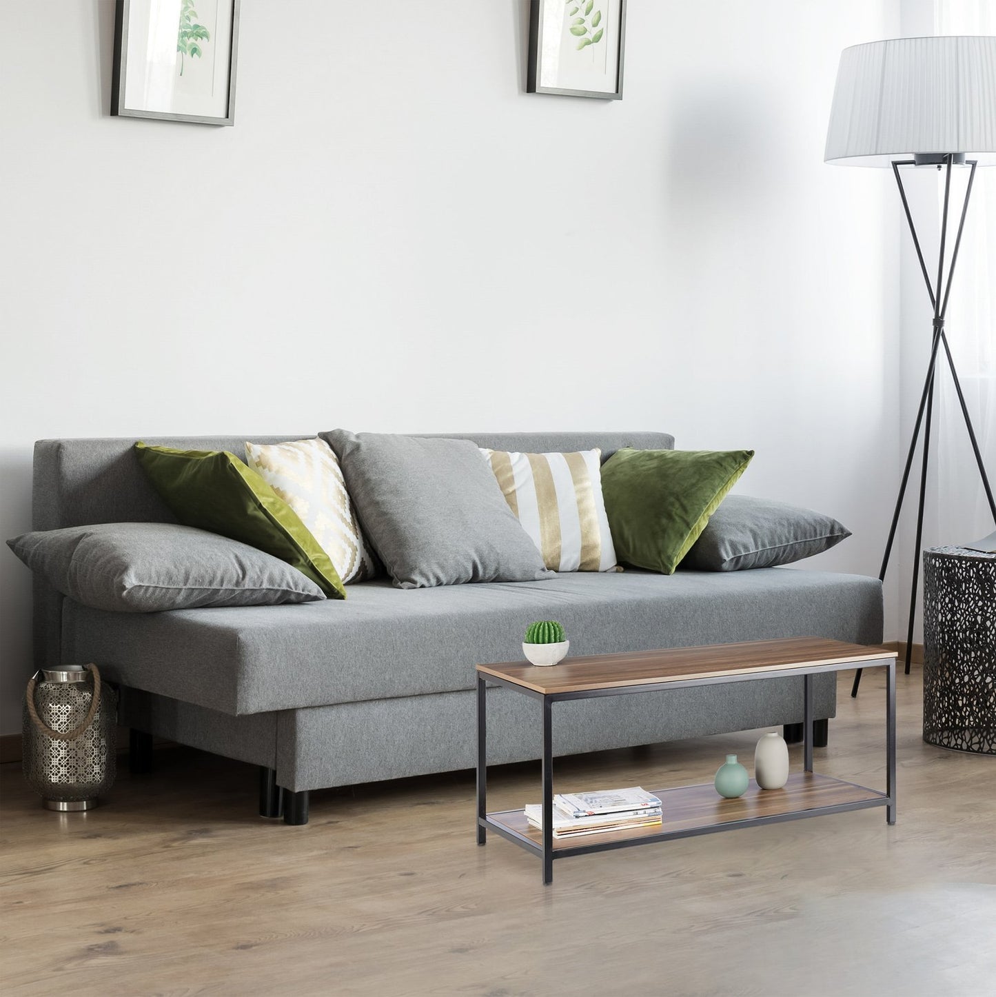 Coffee table with metal frame