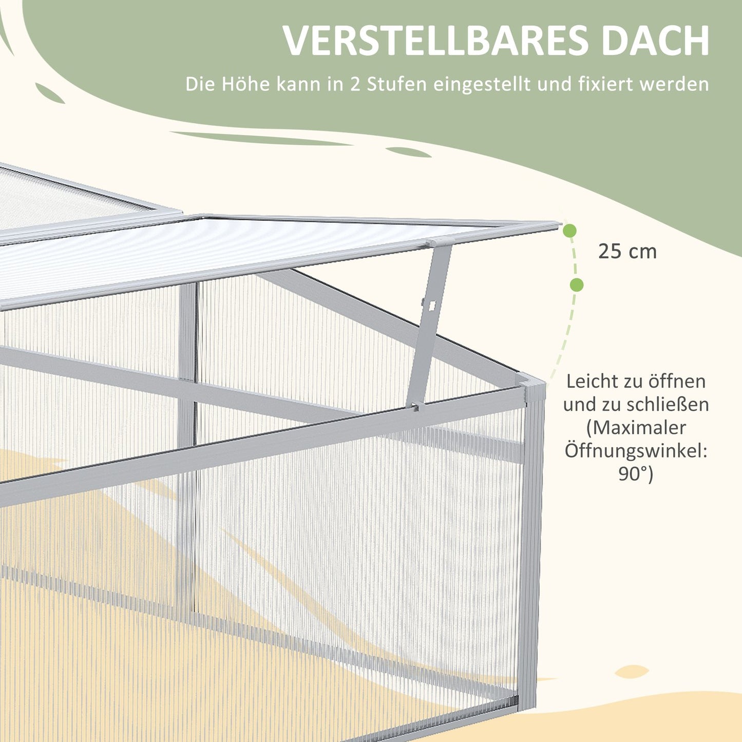 Aluminum cold frame - adjustable roof and UV protection