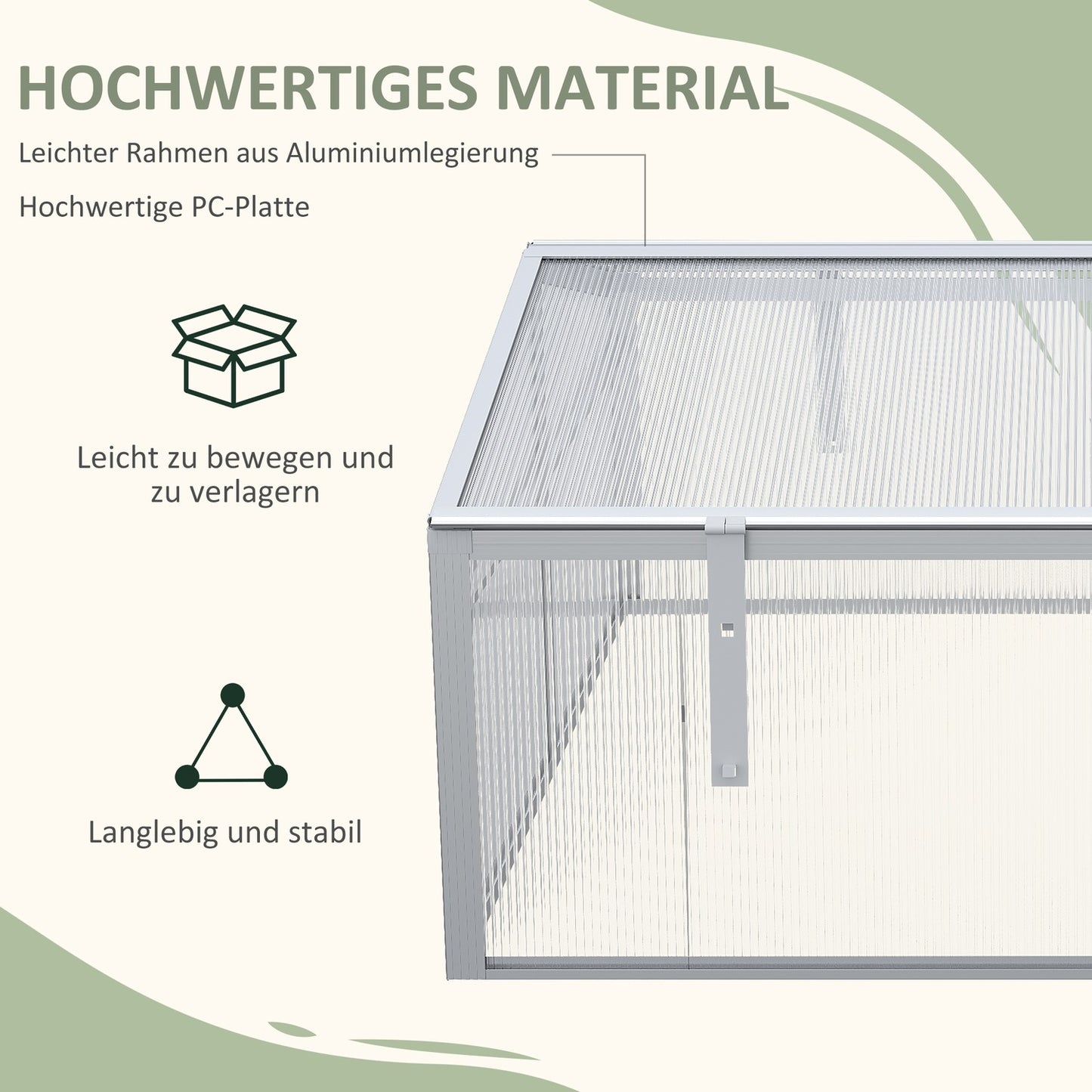 Aluminum cold frame - adjustable roof and UV protection