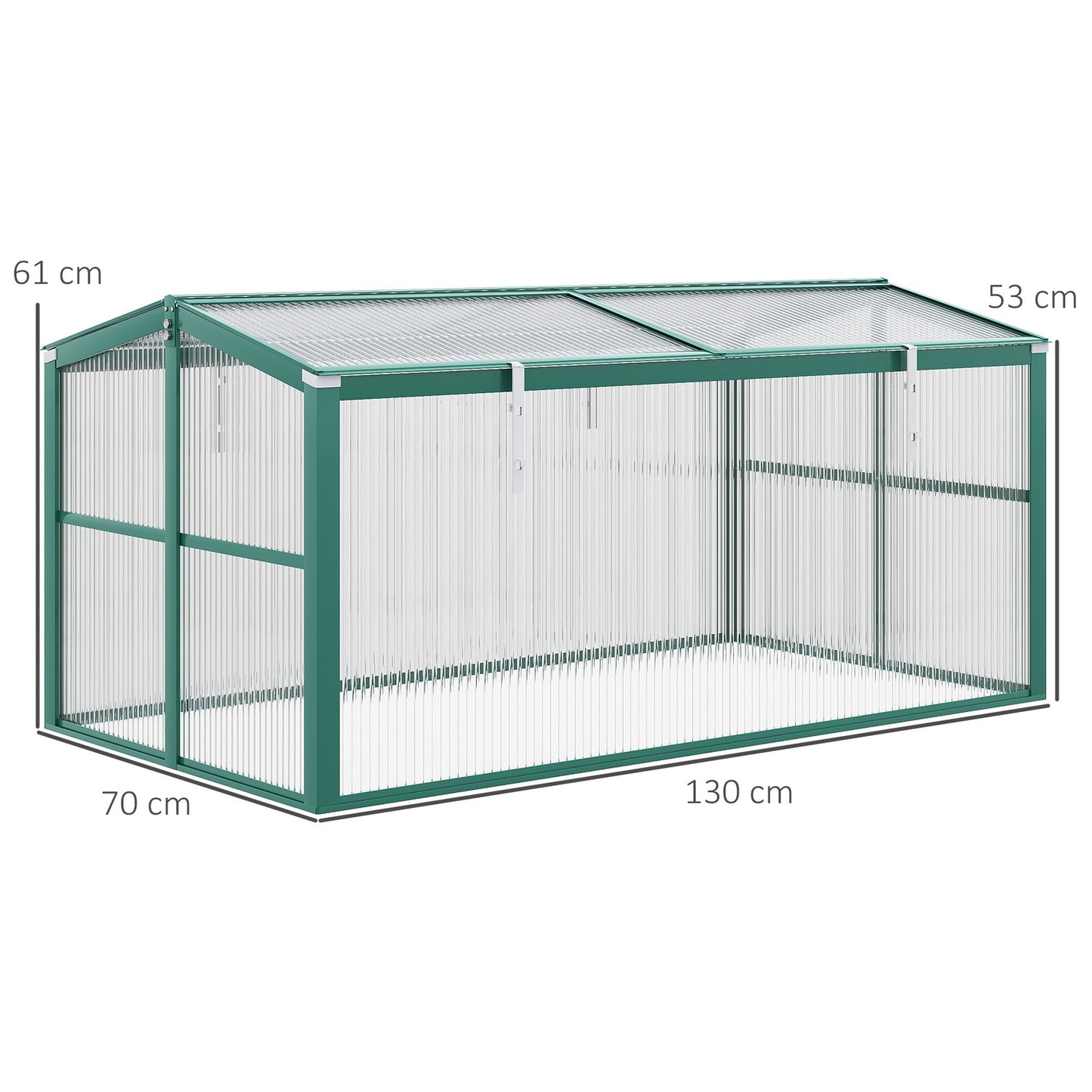 Aluminum cold frame Mini greenhouse, adjustable roof, UV protected