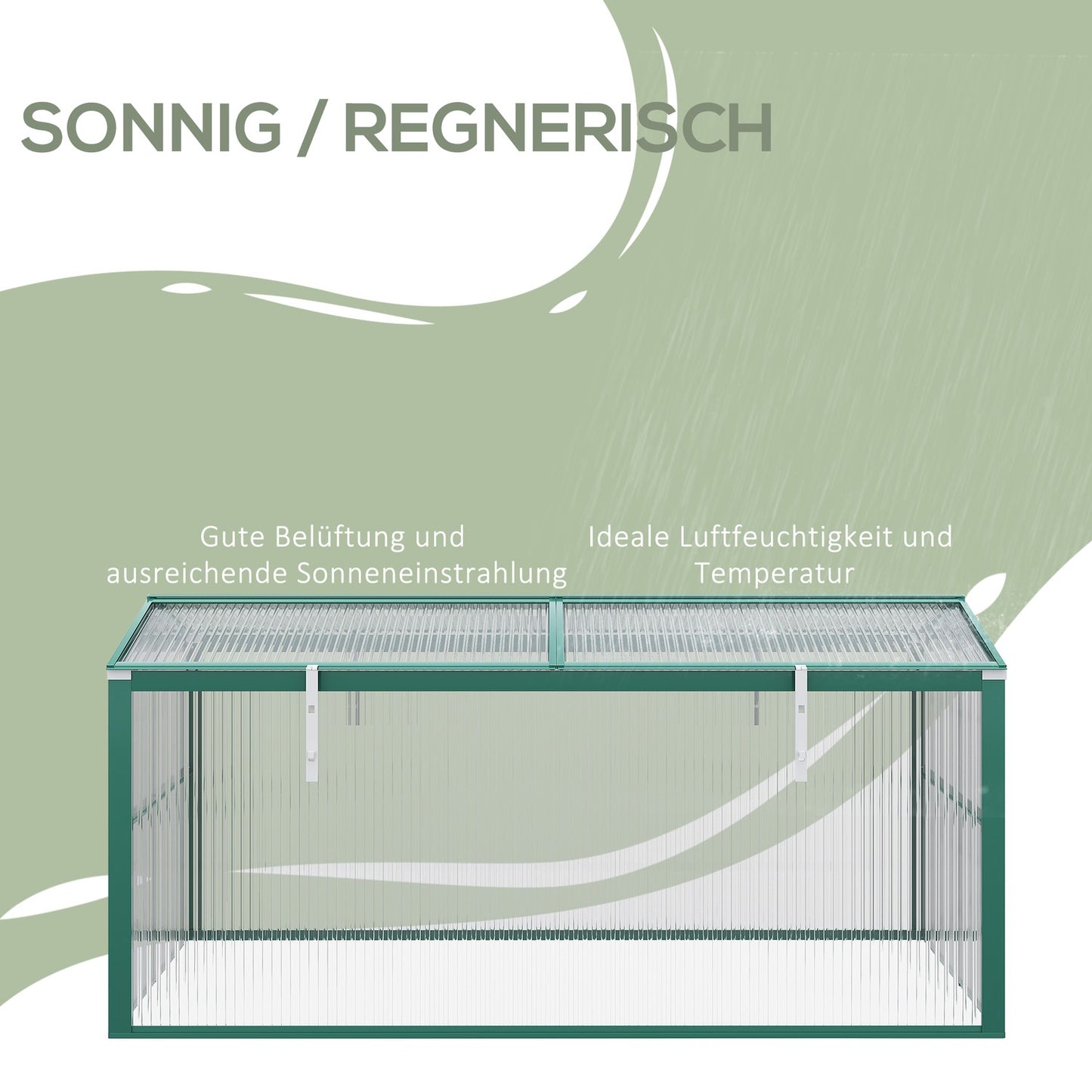 Aluminum cold frame Mini greenhouse, adjustable roof, UV protected