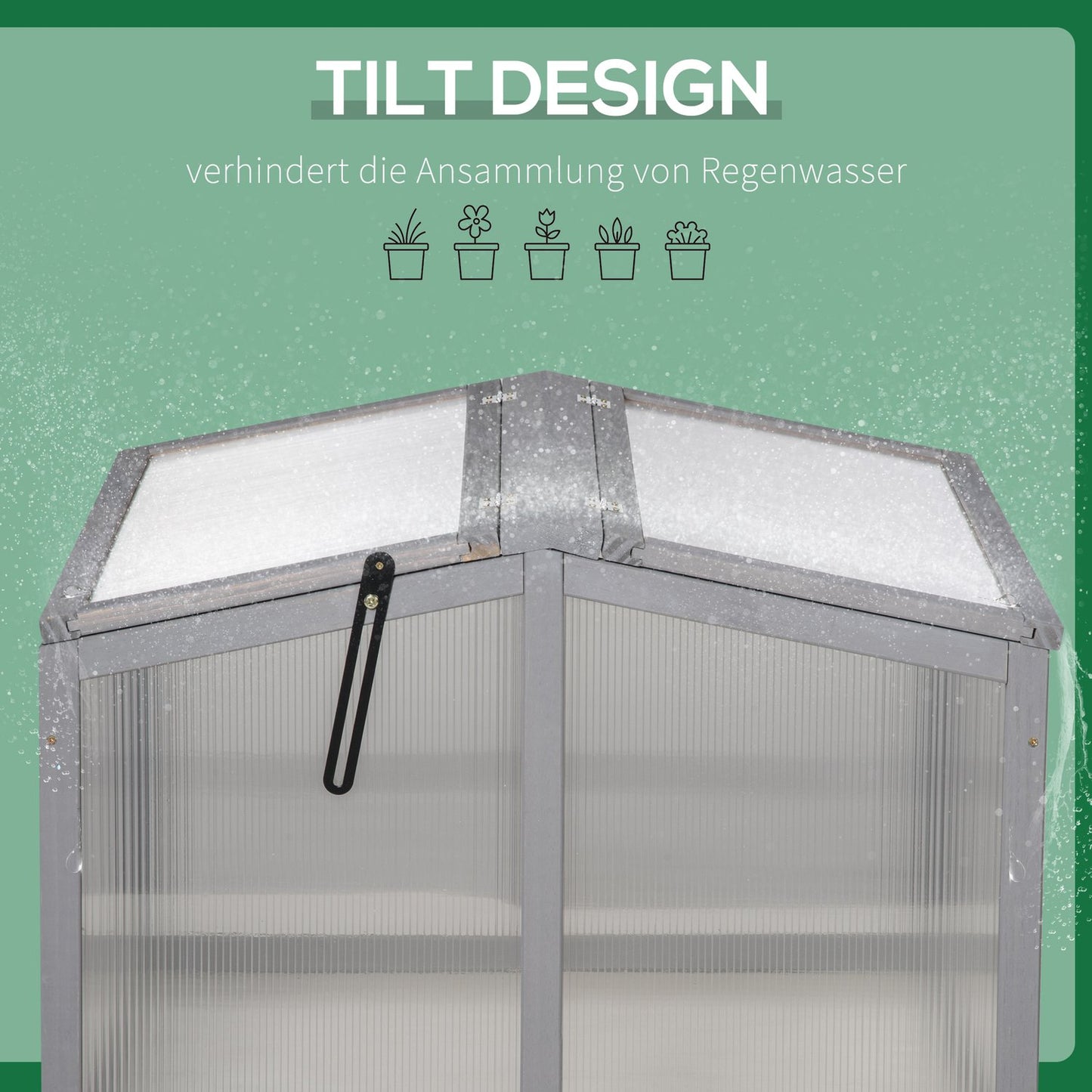 Cold Frame Greenhouse – Wood & Polycarbonate, 90x80x58 cm