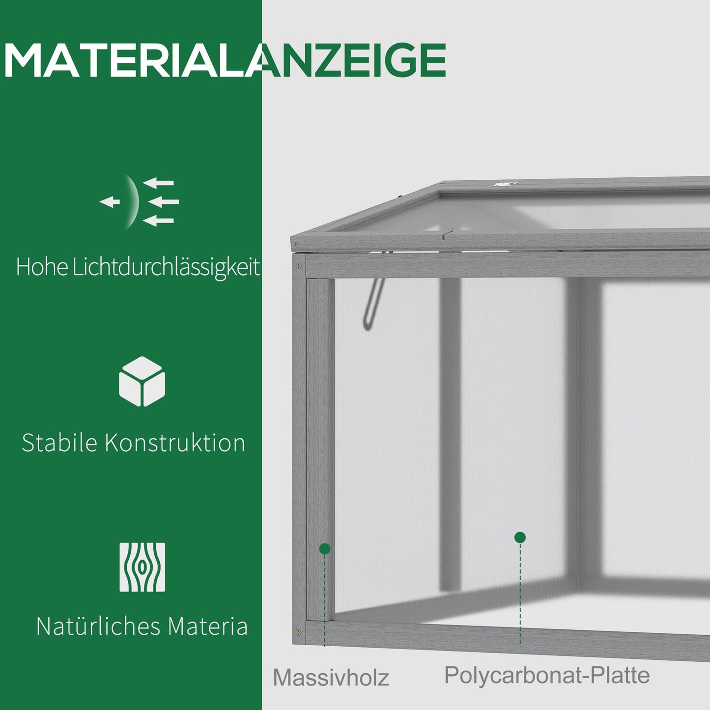 Cold Frame Greenhouse – Wood & Polycarbonate, 90x80x58 cm