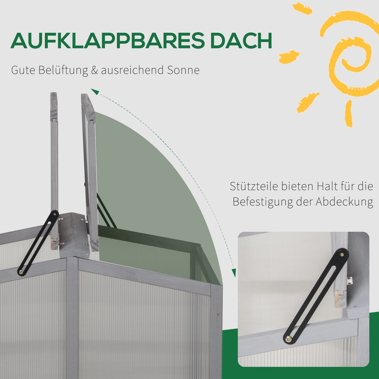 Cold Frame Greenhouse – Wood & Polycarbonate, 90x80x58 cm