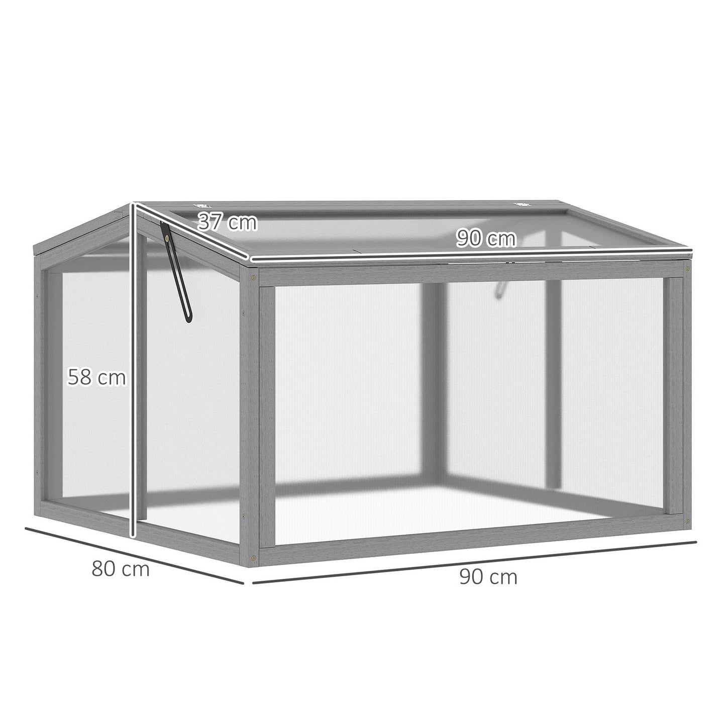 Cold Frame Greenhouse – Wood & Polycarbonate, 90x80x58 cm