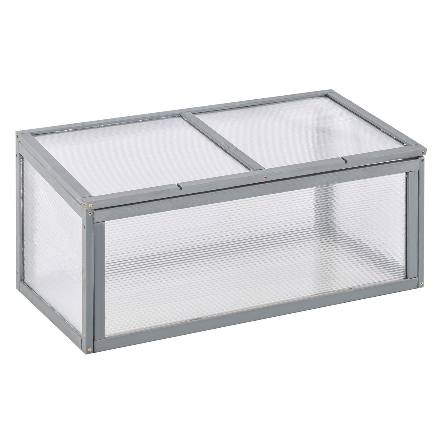 Wood & Polycarbonate Cold Frame Greenhouse, Weatherproof Cover, Grey