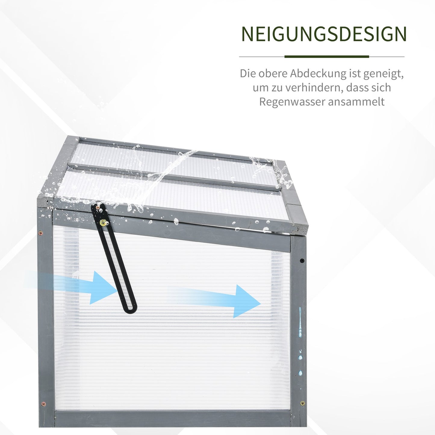 Wood & Polycarbonate Cold Frame Greenhouse, Weatherproof Cover, Grey