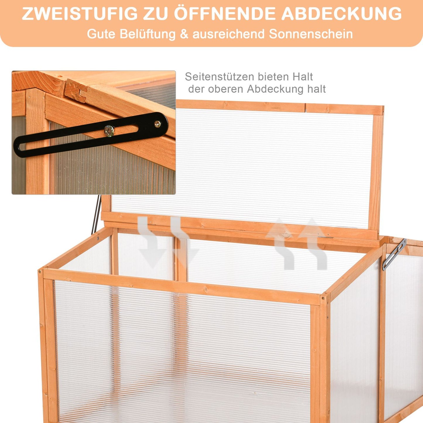 Wood & Polycarbonate cold frame Greenhouse, weather resistant cover