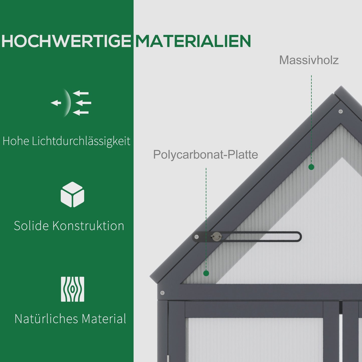 Mini greenhouse, 3-level wooden frame with hinged roof