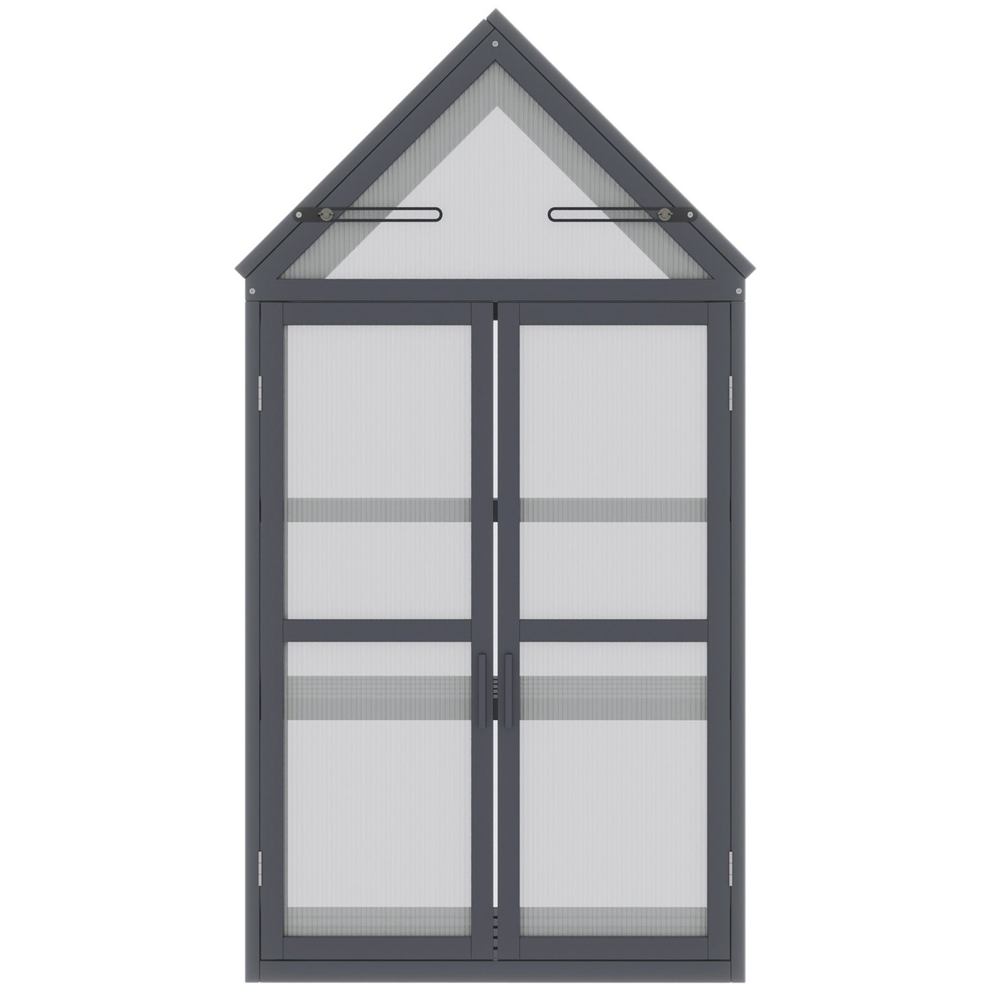 Mini greenhouse, 3-level wooden frame with hinged roof